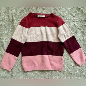 H&M Girls 3/4T Colorblock Sweater | Pink & Burgundy Knit Pullover